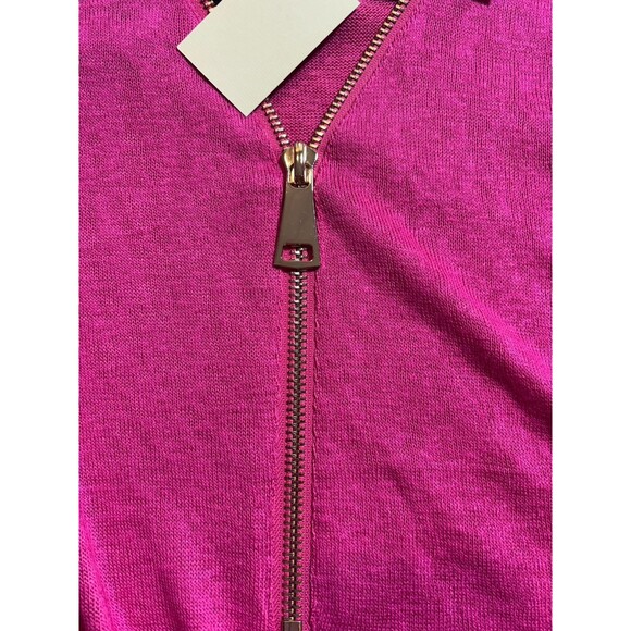 NWT Carmen Marc Valvo pink w gold zippered sweater - Picture 5 of 8